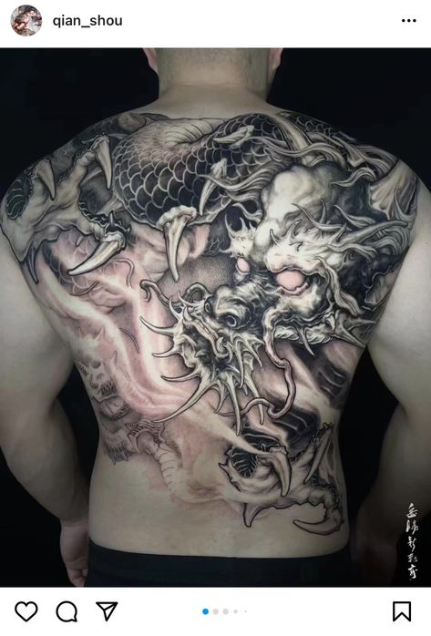 Chest And Back Tattoo, Dragon Tattoo Sketch, J Tattoo, Dragon Tattoo Art, Dragon Face, Japan Tattoo Design, Japanese Dragon Tattoos, Blackwork Patterns, Chinese Tattoo