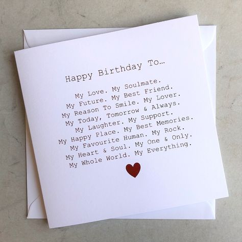 Personalised My Everything Birthday Card Girlfriend Birthday - Etsy Romantic Birthday Cards, Birthday Cards For Girlfriend, Grandma Birthday Card, Uncle Birthday, Daughter Birthday Cards, First Birthday Cards, Husband Birthday Card, Romantic Birthday, 1st Birthday Cards