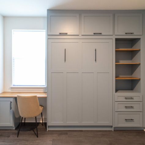 Home Office With Murphy Bed Built Ins, Nursery With Murphy Bed, Murphy Desk Diy, Murphy Bed Office Combo, Office With Murphy Bed Ideas, Home Office With Murphy Bed, Office With Murphy Bed, Murphy Bed Office Guest Bedrooms, Murphy Bed Desk Combo