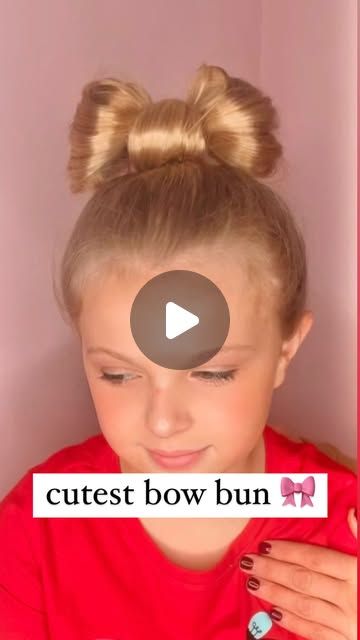 Audrey McClelland on Instagram: "CUTEST BOW BUN 🎀 I’m in love with this hairstyle! I’ve done this one on Victoria’s hair since she was a little girl! It is such a show stopper! ❤️ . Drop me a comment if I can share any hair product information your way! I love the hairstyling cream and it’s on sale right now! . #updo #updohairstyles #updos #updostyles #bun #bunhairstyle #holidayhair #simplehairstyles #simplehair #simplehairstyle #easyhairstyles #easyhairstyle #easyhairstylesforgirls #cutehairstyles #cutehair #hairvideo #hairideas #hairinspo #hairinspiration #hairvideos #hairidea #schoolhairstyles #schoolhair #hairstyles #hair #hairstyle #hairtutorial #hairtutorials" Cupcake Buns Hairstyle, Bun Bow Hairstyle, Kids Buns Hairstyles, Bun With Bow Hairstyle, Girls Bun Hairstyles Kids, Hairstyles Kids Girls Easy, Teen Updo Hairstyles, Easy Hairstyles For Long Hair Kids, Hair Bow Bun Tutorial