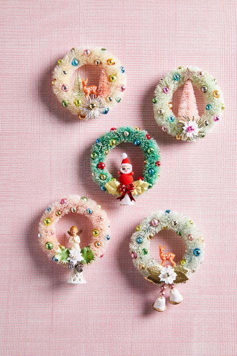 78 Easy Handmade Christmas Ornaments to Start Making Now Kitsch Christmas Ornaments, Homemade Holiday Ornaments, Easy Beautiful Craft Ideas, Christmas Ornaments Buttons, Christmas Tree With Handmade Ornaments, Christmas Tree Shaped Ornament, 1950s Christmas Ornaments, Retro Christmas Diy Vintage Ornaments, Pastel Christmas Ornaments Diy