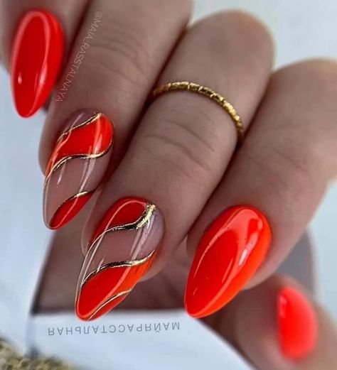 Uñas Color Coral, Fancy Nails Designs, Ombre Nail Designs, Pretty Nail Art Designs, Glamorous Nails, Red Nail, Short Acrylic Nails Designs, Gel Nail Designs, Fancy Nails