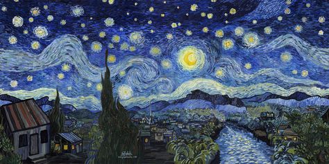 Van Gogh Cover Photo, Starry Night Laptop Wallpaper Hd, Landscape Starry Night, Desktop Wallpaper Hd 1080p Starry Night, Van Gogh Sky Painting, Van Gogh Wallpaper Landscape, Starry Night By Van Gogh, The Starry Night Wallpaper Computer, The Starry Night Background