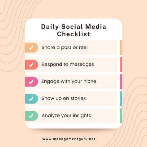 Daily social media checklist. Raised Hands, Manager Tips, Social Media Checklist, On Live, Website Themes, Content Management, Instagram Growth, Marketing Strategy Social Media, Media Content