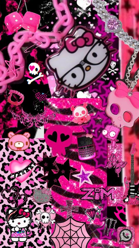 day 1 of making scene wallpapers for every colour!! pink #scene #pink #2000s #myspaceaddict Scene Y2k Wallpaper, Scene Hello Kitty Wallpaper, Scene Wallpaper Pink, Scenecore Aesthetic Wallpaper, Y2k 2000s Wallpaper, Scene Kid Background, Pink Scene Wallpaper, Pink Scene Aesthetic, Pink Emo Wallpaper