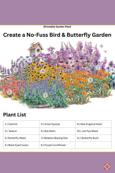 Transform your outdoor space into a butterfly haven with this beautiful garden design plan! Discover the best plants and layout tips to attract and nurture these stunning pollinators. 🌷🌿 Whether you're a seasoned gardener or just starting out, this guide has everything you need to create a vibrant, butterfly-friendly garden. #ButterflyGarden #GardenDesign #NatureLovers Native Garden Front Yard, Butterfly Perennial Garden, Garden For Butterflies, Bee Garden Plan, Monarch Butterfly Garden Design, Yard To Garden Transition, Front Yard Butterfly Garden, Wildflower Garden Design Layout, Easy Garden Landscape Ideas