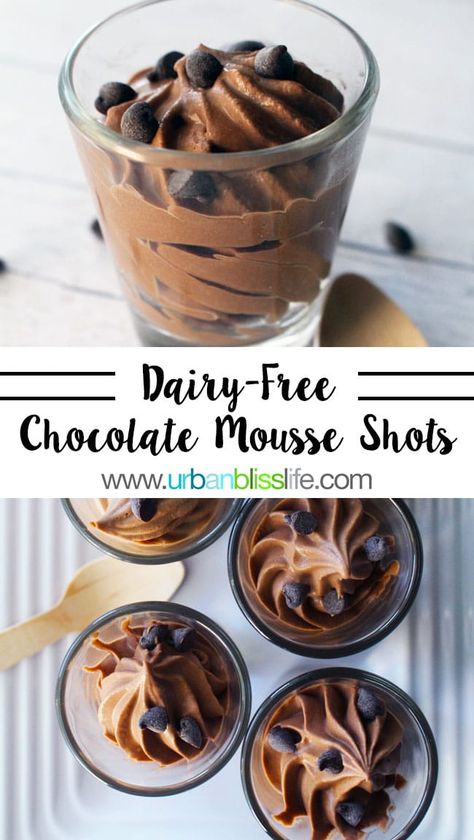 Mousse Shots, Lactose Free Desserts, Dairy Free Deserts, Non Dairy Desserts, Choc Mousse, Dairy Free Recipes Dessert, Vegan Chocolate Mousse, Lactose Free Recipes, Dairy Desserts