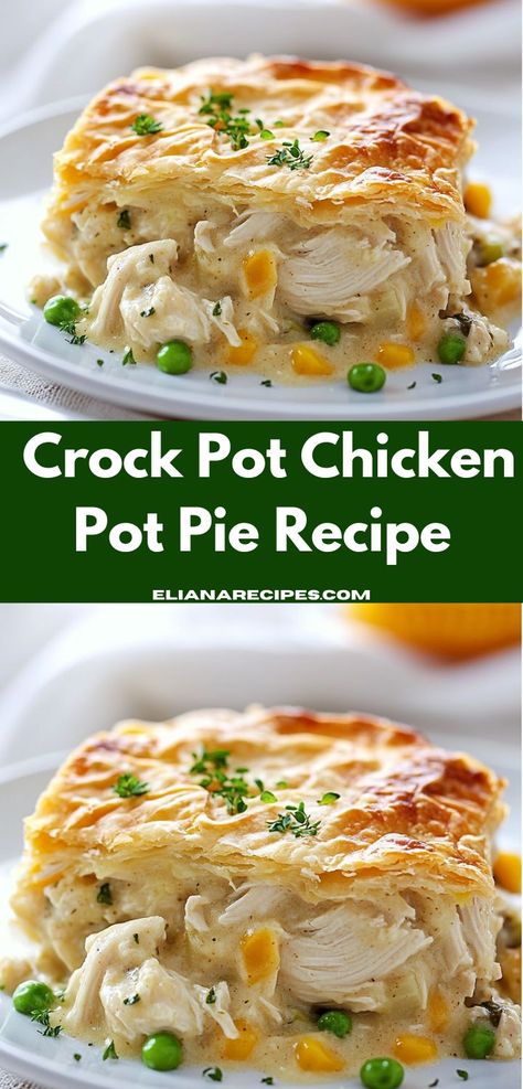 Searching for a warm, cozy dish? This Crock Pot Chicken Pot Pie Recipe delivers on flavor and ease, making it ideal for busy families. Enjoy a delightful dinner that warms the heart and soul." Slow Cooker Chicken Pot Pie Recipe, Chicken Pot Pie Recipe Crockpot, Healthy Chicken Meals, Easy Crock Pot Chicken, Slow Cooker Chicken Pot Pie, Crockpot Chicken Pot Pie, Chicken Casserole Recipes, Chicken Pot Pies, Chicken Dinner Ideas