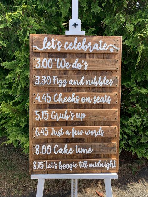 PERSONALISED Wedding Order of the Day Sign Order of Events Wedding Schedule Wedding Sign Schedule of the Day Wedding Timeline - Etsy Wedding Events Timeline Signs, Wedding Schedule For Guests, Day Time Wedding Decorations, June Rustic Wedding, Wedding Schedule Sign, Wedding Schedule Of Events, Wedding Stations, Order Of Events Wedding Sign, Order Of Events Wedding