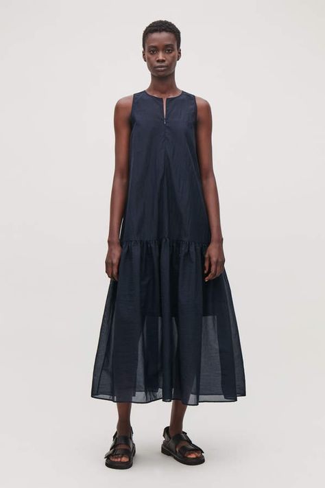 Cos DOUBLE-LAYER A-LINE GATHERED DRESS Cos Dress, Outer Dress, Drop Waist Dress, Gathered Dress, Navy Dress, Waist Dress, Drop Waist, Women's Dresses, Occasion Dresses