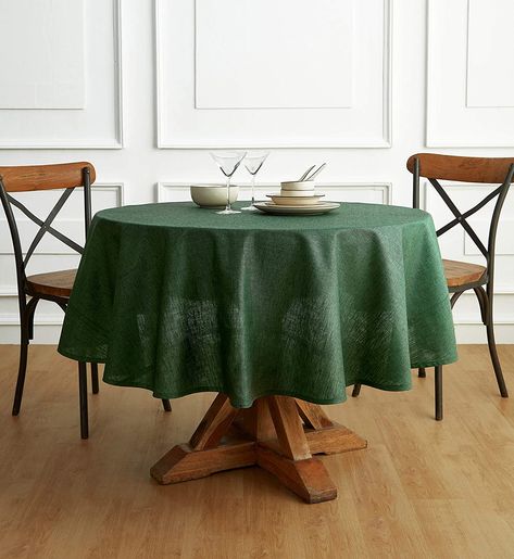 Round Dining Tablecloth Ideas, Small Round Tablecloth, Round Dining Table Cloth, Round Dining Table Tablecloth, Circle Table Cloth, Round Table Cover Ideas, Round Linen Tablecloth, Round Tablecloth Ideas, Green Table Cloth