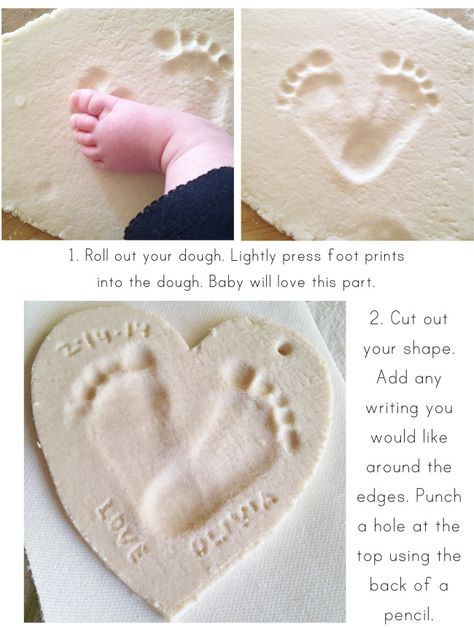 This is our first Valentine's Day with a baby, and I wanted to do something more sentimental for my husband. My daughter is nearly 6 months old, and loves to feel with her feet. This project was pe... Newborn Crafts, Baby Christmas Crafts, Salt Dough Crafts, Newborn Art, Baby Art Projects, Valentines Day Baby, Baby Footprints