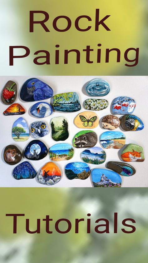 Learn to paint rock paintings How To Paint Pebbles, How To Paint Stones And Rocks, Painted Rocks Tutorial, Rock Painting Videos, Cute Stone Painting, Rock Decorating Ideas, Animal Rock Painting Ideas, Hand Painted Rocks Ideas, Diy Rock Painting Tutorials