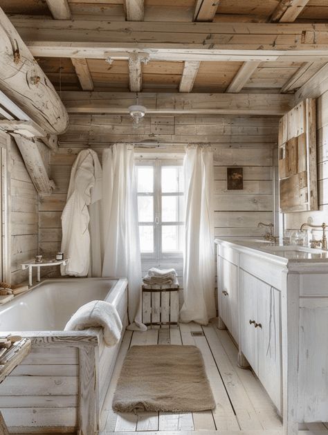 Rustic Cabin Bathroom Designs: Whitewashed Wood and Rustic Chic Style 2024 Routine, Rustic Cabin Bathroom, Farmhouse Bathroom Design, Cabin Bathrooms, Rustic Bathroom Designs, Simple Dinner, Rustic Bathroom Decor, Rustic Bathrooms, Bathroom Trends