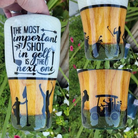 Golf Tumbler Ideas, Golf Tumbler, Tumbler Inspiration, Epoxy Projects, Epoxy Tumblers, Golf Theme, Glitter Tumbler Cups, Glitter Tumblers, Tumbler Cups Diy