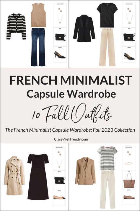 French Fall Outfits 2023, Classic Yet Trendy, Minimalist Luxury Fashion, Minimalist Fall Wardrobe 2023, Classy Yet Trendy 2023, French Minimalist Capsule Wardrobe, Classy Capsule Wardrobe 2023, Weekly Capsule Wardrobe, French Inspired Fall Outfits