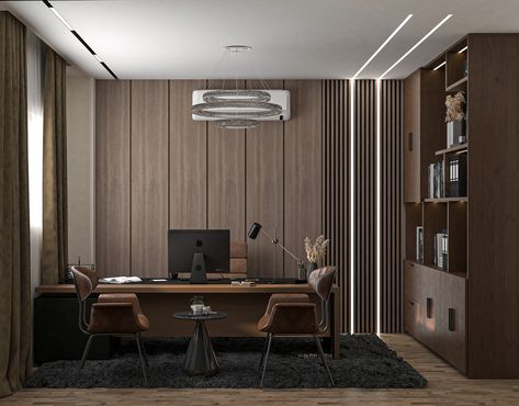 Contemporary Home Office Ideas, Office Boss Room, Secretary Office Design, Boss Office Room Design, Small Executive Office Design, Small Executive Office, Office Cabin Design Interior Modern, Private Office Interior Design, Small Office Cabin