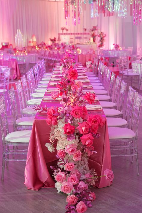 Barbie Birthday Party Ideas, Pink Event, Pink Wonderland, Pink Party Theme, Pink Sweet 16, Wedding Day Details, Pink Wedding Theme, Bridal Details, Barbie Birthday Party