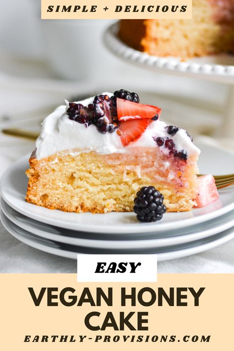 Vegan Cupcake Recipes, Vegan Birthday Cake, Honey Cake Recipe, Organic Cake, Best Vegan Desserts, Easy Vegan Dessert, Vegan Baking Recipes, Vegan Cake Recipes, Healthy Vegan Desserts