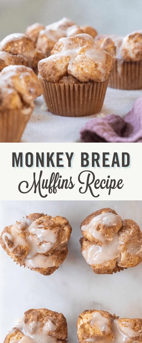 The Best Monkey Bread, Best Monkey Bread, Mini Monkey Bread, Bread Muffins Recipe, Biscuit Monkey Bread, Brown Butter Glaze, Monkey Bread Muffins, Mini Muffin Recipe, Super Moist Banana Bread