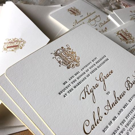 Letterpress Wedding Invitation, Gold Foil Invitation, Gold Baroque, Letterpress Invitations, Carton Invitation, Letterpress Wedding, Letterpress Wedding Invitations, Foil Invitations, Reception Card