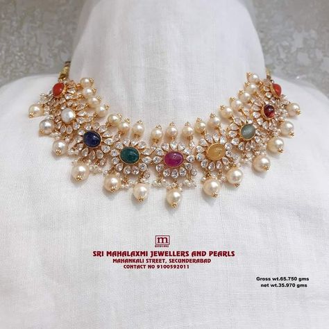 Navratna Jewellery Necklaces, Gold Navaratna Necklace, Nava Ratna Necklace, Navratan Sets In Gold, Diamond Navaratna Bangles, Navratna Necklace Set, Navrathan Necklace Gold, Navratan Necklace Gold, Navratan Jewellery Necklaces