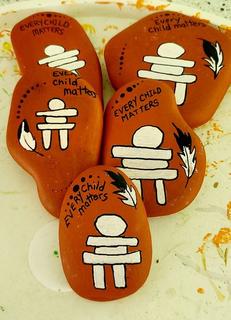 Painted rocks Indigenous Rock Painting, Every Child Matters Activities For Kids, Native Rock Painting, Truth And Reconciliation Crafts, Every Child Matters Craft For Kids, National Day For Truth And Reconciliation Activities For Kids, Every Child Matters Art For Kids, Indigenous Art For Kids Canada, Truth And Reconciliation Art For Kids