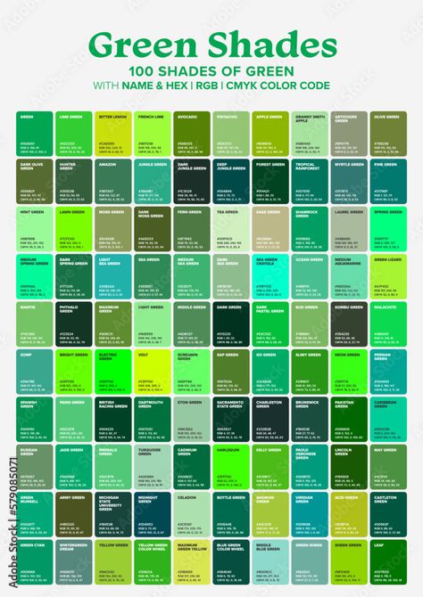 Green Color Names Shades, Green Shades Name, Green Colour Names, Different Types Of Green Colors, Colors Of Green Shades, Green Pantone Shades, Different Green Colors Shades, Green Pantone Colors, Types Of Green Color Shades