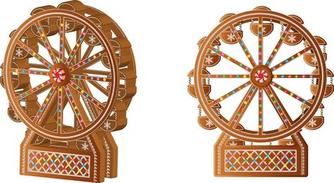 christmas gingerbread ferris wheel Ferris Wheel Gingerbread, Gingerbread Ferris Wheel, Gingerbread Creations Ideas, Gingerbread Carousel, Christmas Ferris Wheel, Homemade Gingerbread House, Sweet Gingerbread, Gingerbread Creations, Gingerbread House Template