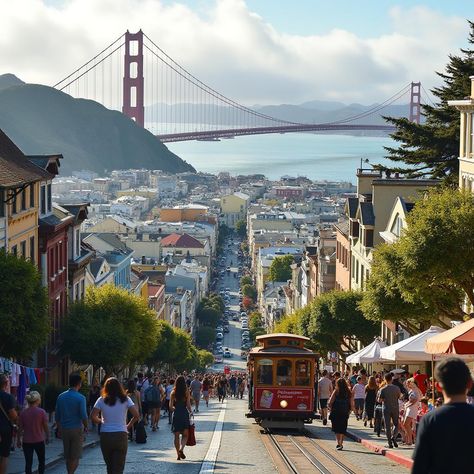 🌉 Discover San Francisco's Hidden Gems: Your Ultimate Guide to Free Adventures in the City by the Bay! 🌟 Explore SF without breaking the bank: 1. Golden Gate Bridge: Walk or cycle across for stunning views 🚶‍♀️🚴‍♂️ 2. Golden Gate Park: Urban oasis with free attractions 🌳🌸 3. Lombard Street: Marvel at the famous crooked street 🛣️ 4. Cable Car Turnarounds: Experience the thrill for free 🚃 5. Fisherman's Wharf: Street performers and sea lions 🦭🎭 6. Ghirardelli Square: Free chocolate sampl... San Francisco To Do, Fisherman's Wharf San Francisco, San Francisco Pictures, San Francisco Cable Car, San Francisco Ballet, To Do In San Francisco, Palace Of Fine Arts, Lombard Street, Fishermans Wharf