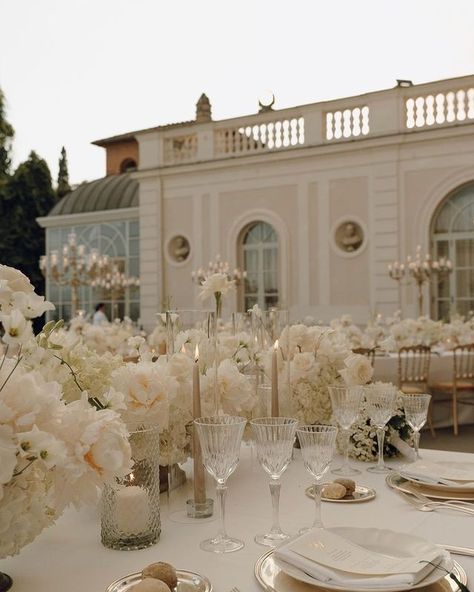 Wedding Daphne en Bas • Instagram Elegant Wedding Themes, Tafel Decor, Dream Wedding Decorations, Total White, All White Wedding, Dream Wedding Venues, Wedding Money, European Wedding, Neutral Wedding