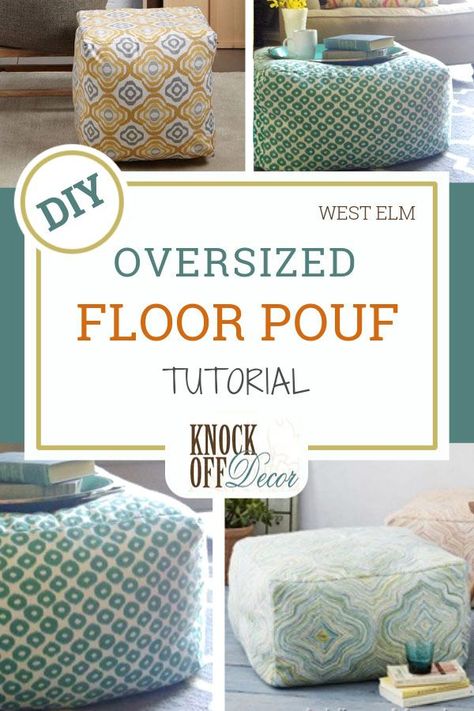 West Elm Diy, Syprosjekter For Nybegynnere, Diy Pouf, Diy Sy, Diy Ottoman, Chair Ideas, Floor Pouf, Floor Seating, Diy Flooring