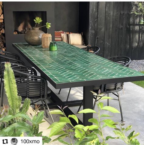 Tile Dining Room Table, Tiled Table Top Outdoor, Outside Dinner Table, Tiled Outdoor Table, Outdoor Mosaic Table, Apartment Backyard, Tile Tables, Cane Dining Chairs, Homemade Cranberry Sauce