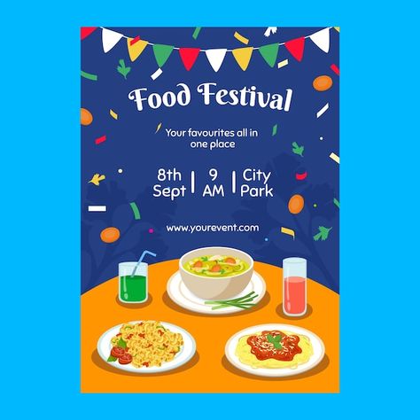 Food Fair Poster, Poster Food Festival, Food Festival Poster Design Ideas, Festival Drawing Ideas, Creative Food Poster Design, Food Festival Design, Food Festivals Event, Food Campaign, Food Festival Poster