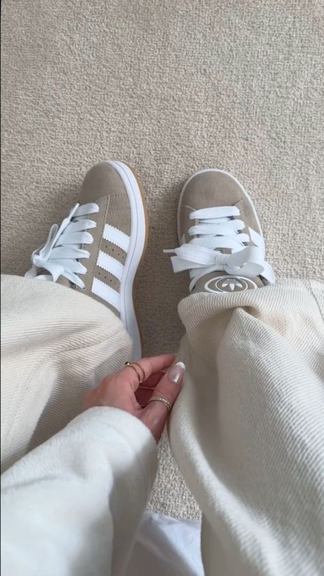 click to shop: adidas campus: beige/off white Adidas Campus Shoes, Trendy Shoes Sneakers, Pretty Shoes Sneakers, Neutral Shoes, All Nike Shoes, Shoes Outfit Fashion, Fresh Shoes, Hype Shoes, Adidas Campus