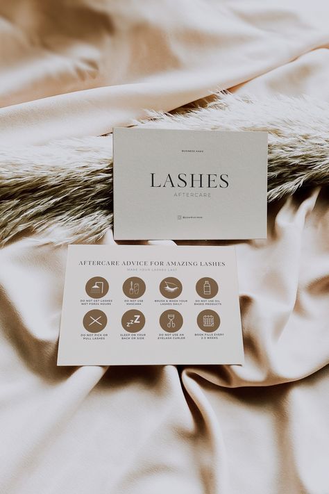 Lash Aftercare Card, Lash Instruction Cards , Brown Aftercare Eyelash Extension, Eyelash After Care,  Lash Card,Client Lash Care Card Eyelash Business Logo, Beauty Business Owner, Lash Extensions Branding, Aftercare Lash Extensions Kit, Make Up Studio Ideas Salons Beauty Room, Boho Lash Room Ideas, Lash Esthetic Beige, Lash Business Cards Ideas, Lash Aftercare Cards