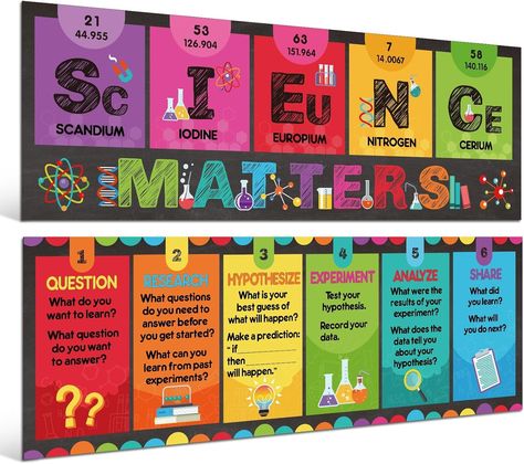 Amazon.com: Fulmoon 2 Pieces Chalkboard Science Bulletin Board Banner Science Classroom Decorations Scientific Method Poster Science Matters Banner for Elementary Middle School Chemistry Lab Wall Decor Supplies : Office Products Chemistry Bulletin Boards, Chemistry Classroom Decorations, Science Class Decorations, Middle School Science Classroom Decor, School Chemistry Lab, Science Room Decor, Science Bulletin Board, Scientific Method Posters, Science Lab Decorations