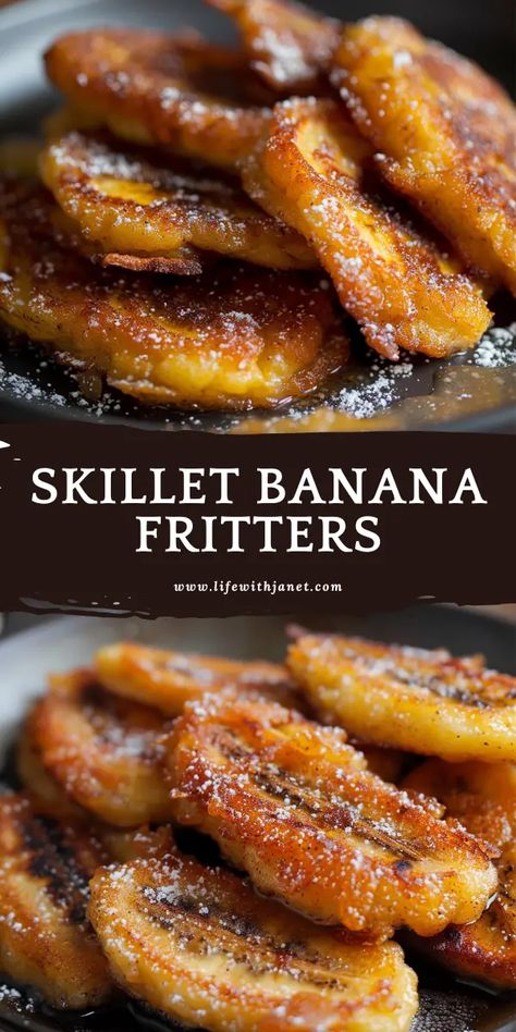 Skillet Banana Fritters Banana Baked Goods, Fried Banana Recipes, Apple Fritter Recipe, Fried Fritters, Bananas Recipes, Over Ripe Bananas, Banana Recipes Overripe, Ripe Banana Recipe, Breaking Fast