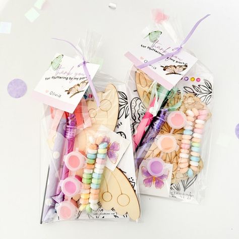 cwkidslifestyle - Etsy UK Butterfly Themed Birthday Party Table Set Up, Artist Party Favors, Party Favors Fairy Theme, Butterfly Party Bags, Tea For Two Party Favors, Fairy Party Favors Bags, Butterfly Loot Bag Ideas, Butterfly Birthday Favors, Bubbles Party Favors