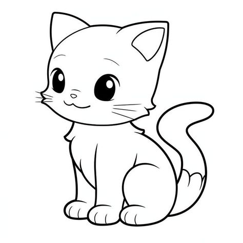 Simple Kitten Coloring Pages artistcoloringpage #alphabetcoloringpages #coloringpagevideostar Cat Pictures Drawing, Kitten Drawing Simple, Cat To Draw, How To Draw Cat, Cat Simple Drawing, Cute Kitty Drawing, Simple Drawings For Kids, Kittens Drawing, Simple Coloring Pages For Kids