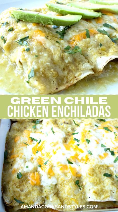 Healthy Green Chili Chicken Enchiladas, Recipes With Green Enchilada Sauce, Chicken Enchiladas Green Sauce, Green Enchilada Sauce Recipe, Chicken Enchiladas With Green Sauce, Healthy Enchiladas, Green Enchilada Recipe, Chicken Enchiladas Verde, Green Chili Chicken Enchiladas