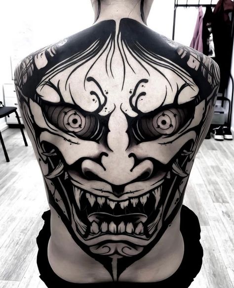 Oni Mask Tattoo, Oni Tattoo, 42 Tattoo, Backpiece Tattoo, Hannya Mask Tattoo, Samurai Tattoo Design, Demon Tattoo, Japan Tattoo Design, Naruto Tattoo