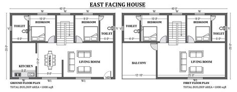 40’x25’ East facing house plan design as per vastu shastra is given in this FREE 2D Autocad drawing file. Download now. - Cadbull East Facing House Plan, 2d Autocad Drawing, House Plan Design, 30x40 House Plans, Double Storey House, Building Layout, Free House Plans, Small House Floor Plans, Site Analysis