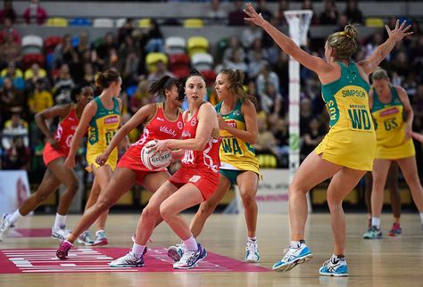 Netball is a ball sport played by two groups of seven players. Games are played on a rectangular court with raised objective rings at each end. The item is to score objectives from inside a characterized zone, by tossing a ball into a rin… Games For Ladies, Coleen Rooney, Group Of Seven, Wayne Rooney, Netball, World Cup, Running, Ring