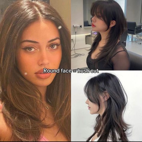 90s Haircut Round Face, Neckline For Round Face Shape, Round Face Girlies, Bangs For Circle Face, High Cheek Bones Round Face, Hair Styles For Circle Face, Haircuts For Circle Face Shape, Bang Styles For Round Faces, Circle Face Haircuts