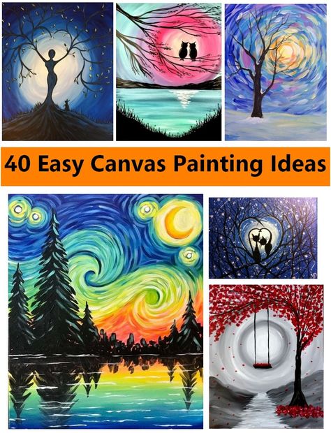 40 Easy Landscape Painting Ideas, Easy Acrylic Painting Ideas for Begi – Paintingforhome Beginning Painting Ideas, Easy Landscape Painting Ideas, Beginning Painting, Easy Nature Paintings, Easy Landscape Painting, Easy Canvas Painting Ideas, Easy Acrylic Painting Ideas, Simple Paintings, Canvas Painting Ideas For Beginners