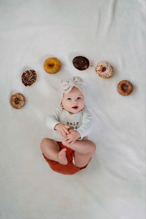 Half Birthday, Birthday Photo, Baby Photo, Donuts, Organic Cotton, Birthday