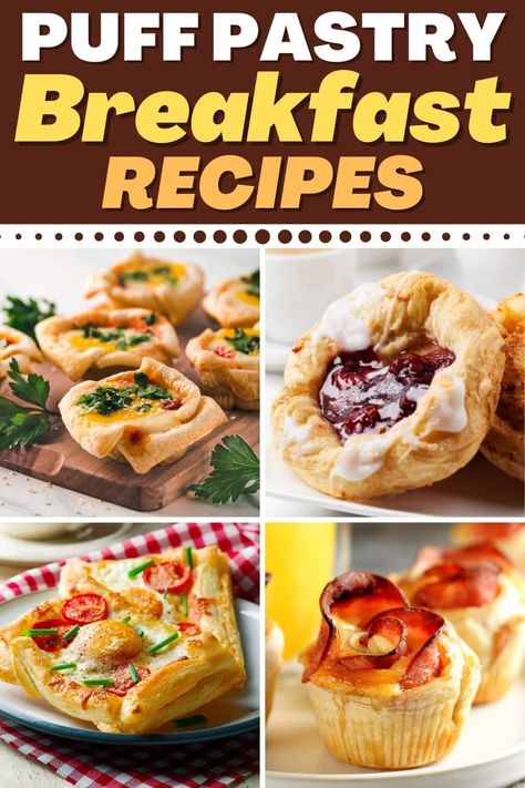 Upgrade your morning with these tasty puff pastry breakfast recipes. From pizza to French toast to baked eggs, breakfast has never been so decadent! Puff Pastry Brunch Ideas, Christmas Breakfast Ideas Puff Pastry, Breakfast Ideas Using Puff Pastry, Breakfast Recipes With Puff Pastry, Puff Pastry Breakfast Muffins, Brunch Puff Pastry Recipes, Breakfast Ideas Puff Pastry, Breakfast Recipes Using Puff Pastry, Breakfast With Puff Pastry Sheets