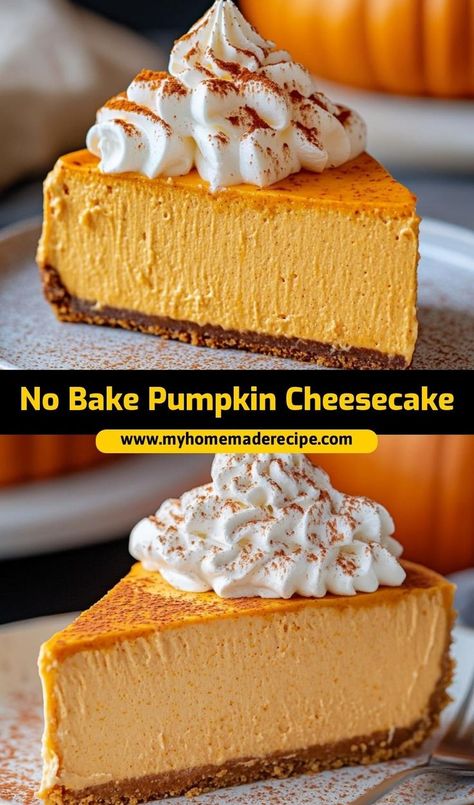 This no bake pumpkin cheesecake is the best pumpkin cheesecake for fall desserts. Creamy, spiced, and easy to make, it’s the ultimate no-bake cheesecake for Thanksgiving or any autumn gathering Best Pumpkin Cheesecake, Fall Cheesecake, Easy Pumpkin Cheesecake, Whipped Pumpkin, Whipped Cream Desserts, Pumpkin Puree Recipes, Easy Pumpkin Dessert, Pumpkin Spice Cheesecake, Creamy Pumpkin Soup