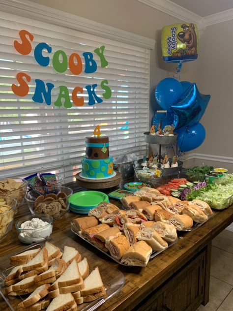 Scooby Themed Food, Scooby Doo Dog Birthday Party Ideas, Scooby Doo Birthday Food Ideas, Scooby Themed Party, Scooby Doo Gender Reveal Ideas, Scooby Party Ideas, Diy Scooby Doo Birthday Party Ideas Decorations, Scooby Doo Third Birthday, Scooby Doo Party Food Ideas